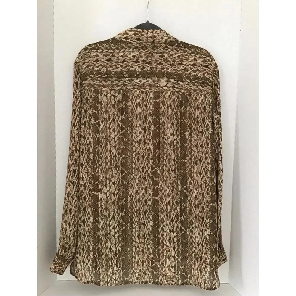 MICHAEL KORS animal snake print sleeveless cowl neck blouse long sleeve Size 4 - Picture 2 of 8